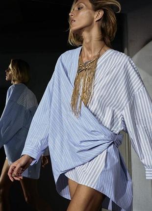 Бавовняна поплінова сорочка zara хлопковая рубашка из поплина