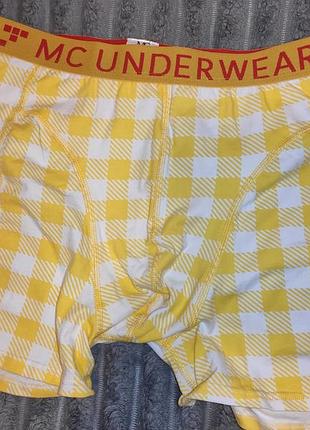 Новые сток катон мужские трусы-боксеры желтого цвета в клетку от бренда mc underwear.хл