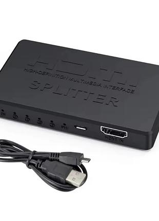 Hdmi разветвитель (сплиттер) 1x4 порта v1.4 с блоком питания (черный)