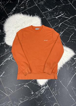Помаранчевий світшот — це модель script embroidery sweatshirt від бренду carhartt wip.