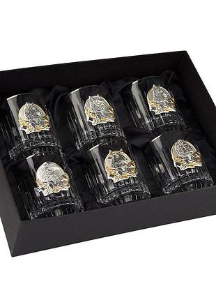 Набір для віскі "лідер" boss crystal, 6 келихів, платина срібло золото