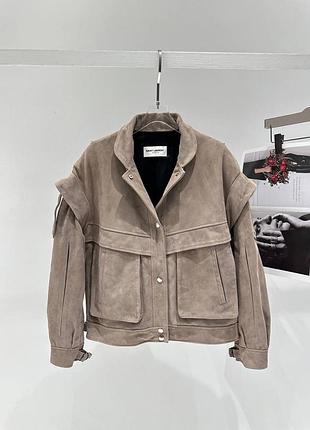 Жіноча замшева куртка косуха , байкерський стиль saint laurent
