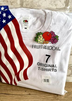 Оригінал! новий набір (7 штук) білих базових чоловічих футболок fruit of the loom original, l р., 100% бавовна, сша