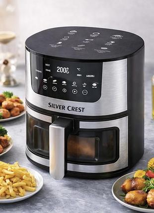 Аерогриль silver crest sc-8855s 8 л 4200 вт сенсорне керування hot air technology фритюрниця без олії