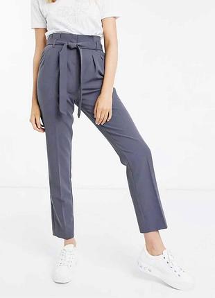 Жіночі сірі брюки з високою талією paperbag waist trouser від new look