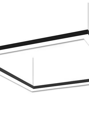 Светильник подвесной светодиодный, потолочный квадра квадрат 110-240v 144w 17300lm 4000k 1000*1000, черный корпус, драйвер снаружи