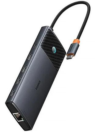 Переходник hub baseus metal gleam ii os 10in1 dual display (b00061800123-01) cosmic black