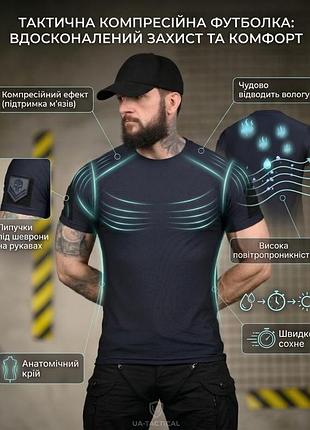 Тактическая футболка (compression fit) синяя