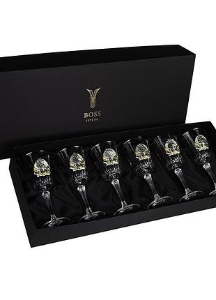 Набір для вина та води “сенатор” boss crystal, 6 келихів, платина, срібло, золото, кришталь