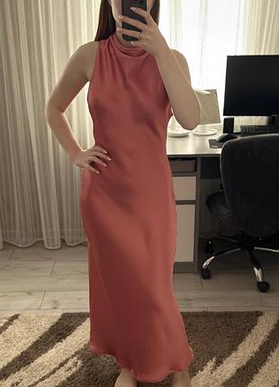 Сукня zara, статинова з комірцем