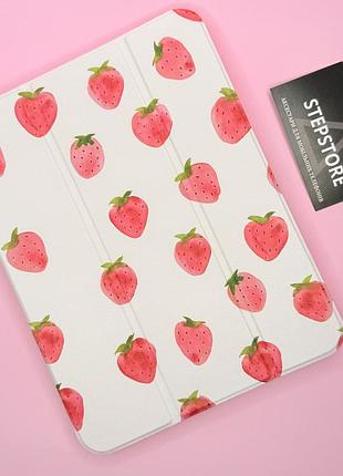 Чехол книжка smart case ipad 10 2022 11 2025 (10.9) (a16) с рисунком бантики-цветочки прозрачный слот отдел под apple pencil клубника