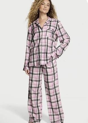Фланелева піжама victoria's secret flannel long pajama set .