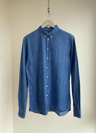 Чоловіча шамбре сорочка з довгим рукавом les deux vagrant chambray button down long sleeve shirt regular fit m