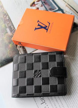 Мужской кожаный кошелек lv черный
