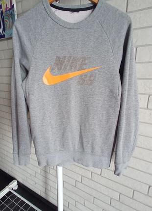 Серый мужской свитшот nike sb с оранжевым лого / оригинал