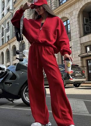 Костюм жіночий у стилі zara 42-44, 46-48 — червоний,