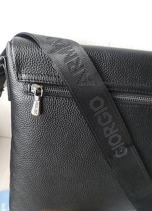 Мужская кожаная сумка armani черная