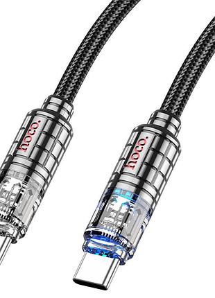 Кабель hoco u122 type-c-type-c pd60w (3a) 1.2м нейлоновый с подсветкой для быстрой зарядки и передачи данных black