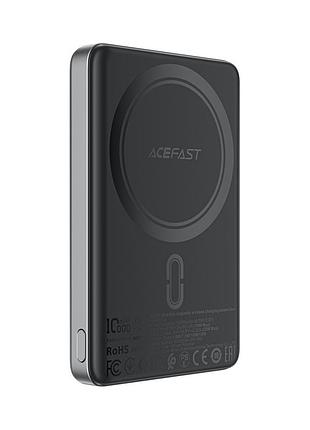 Power bank acefast m12 10000 mah с быстрой зарядкой pd20w, беспроводной зарядкой 15w magsafe (7.5w) для iphone black