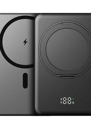 Power bank wuw tugii y03w 10000 mah быстрая зарядка 20w / беспроводная 15w magsafe для iphone / кольцо-подставка black