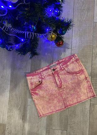 Розовая мини-юбка (варёнка)🥰тягучая юбка)