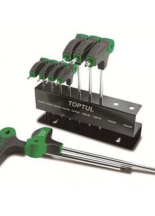 Набор ключей torx с ручкой l-обр. toptul t10-t50 9ед. gaax0901