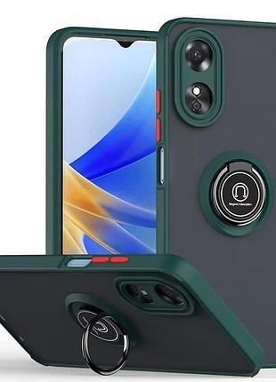 Чехол fiji colorframe для oppo a17k матовый бампер с кольцом подставкой green