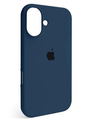 Чехол fiji silicone case для apple iphone 16 бампер накладка soft touch с микрофиброй navy blue