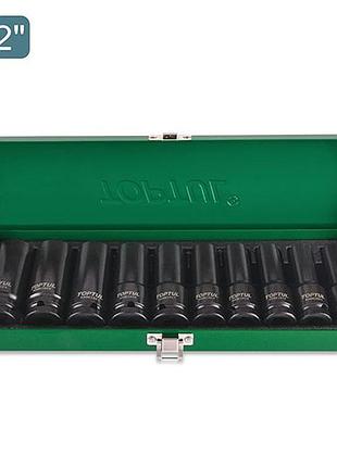 Набір довгих торцевих головок ударних toptul 1/2" 10-24мм 10 од. gdad1002