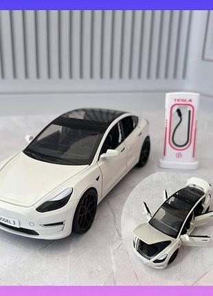 Детская машинка металлическая инерционная ap-2005 tesla model 3 1:24