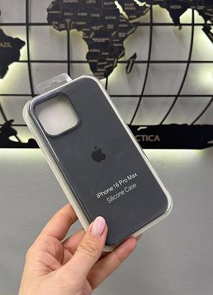 Silicone case чехол с микрофиброй для iphone 16 pro max, чехол-бампер для айфон 16 про макс (серый)