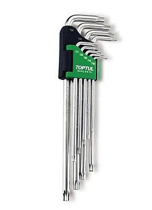 Г-образные ключи torx toptul t10-t50 9ед. супердлинные с отверстием gaal0915