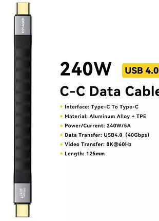Кабель essager 240w usb4.0 type-c to type-c 40gbps 8k 60hz exctt4-ys01-p черный