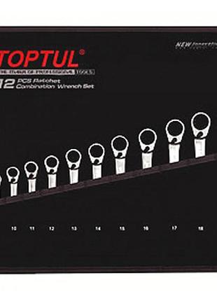 Набор ключей трещоточных реверсивных toptul 8-19мм в чехле 12ед. gpaq1203