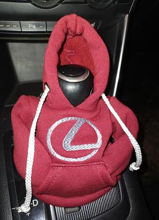 Чехол кофта худи аксессуар на кпп car hoodie лексус lexus бордовый подарок автомобилисту 10070