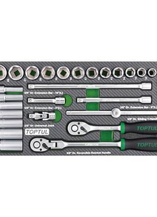 Трещотки и головки в ложементе 3/8" 30ед. toptul gea3005