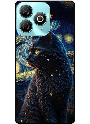 Силіконовий бампер чохол для zte nubia v60 design з малюнком кішка ван гог зіркова ніч