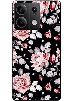 Чехол силиконовый бампер для xiaomi redmi note 13 4g с рисунком розы цветы