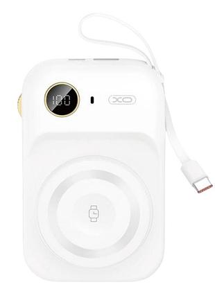 Power bank xo pr270 10000 mah быстра зарядка 22.5w / беспроводная 15w magsafe для iphone и iwatch / встроенный кабель type-c white