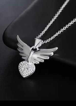 Цепочка подвеска кулон ангел серебряная серебристая