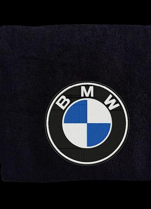 Полотенце с вышивкой махровое для лица 50*90 черный автомобилисту бмв bmw 00451