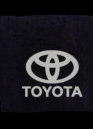 Рушник з вишивкою махровий банний 70*140 чорний автомобілісту тойота toyota 00451