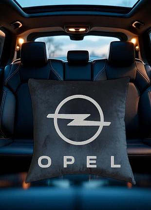 Авто подушка c вышивкой логотипа марки опель opel черный автомобилисту 00053