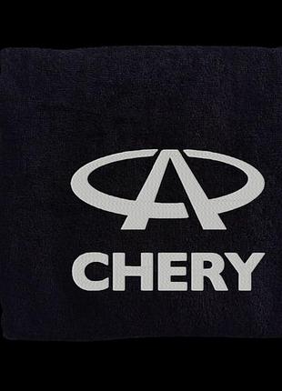 Полотенце с вышивкой махровое банное 70*140 черный автомобилисту чери chery 00451