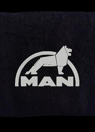 Рушник з вишивкою махровий для обличчя 50*90 чорний автомобілісту ман man 00451