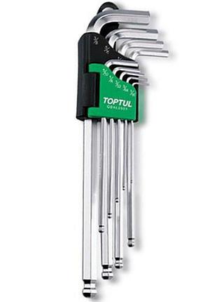 Набор шестигранников дюймовых с шаром toptul 1/16"-3/8" 9ед. gbal0901
