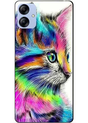 Силиконовый бампер чехол для samsung a04e с рисунком акварельный кот