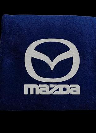 Полотенце с вышивкой махровое банное 70*140 темно-синий автомобилисту мазда mazda 00451
