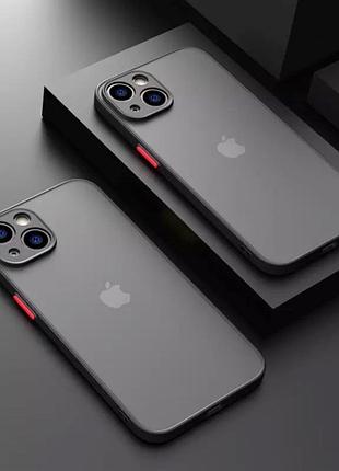 Матовий чохол на iphone 14 із закритим низом чорний