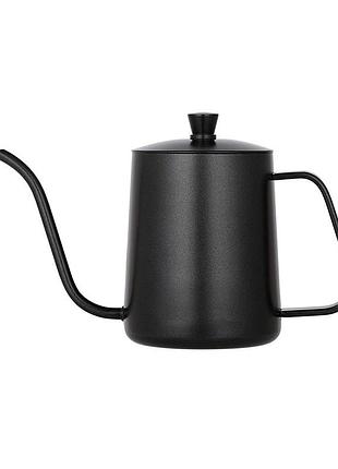 Чайник для заварювання кави choxila 11356 black 350 мл з довгим носиком і кришкою неіржавка сталь 2 шт.